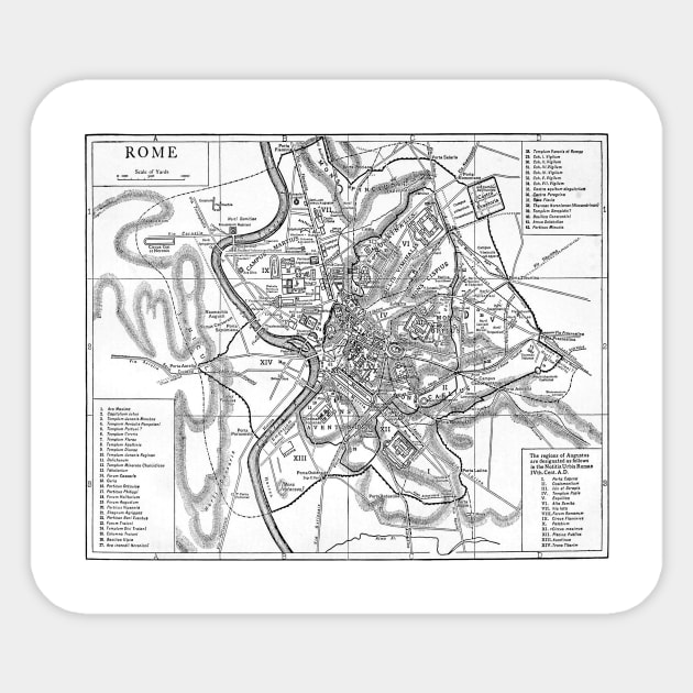 Vintage Map of Rome Italy (1911) Sticker by Bravuramedia